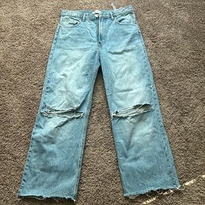Zara High rise ripped TRF wide leg jeans